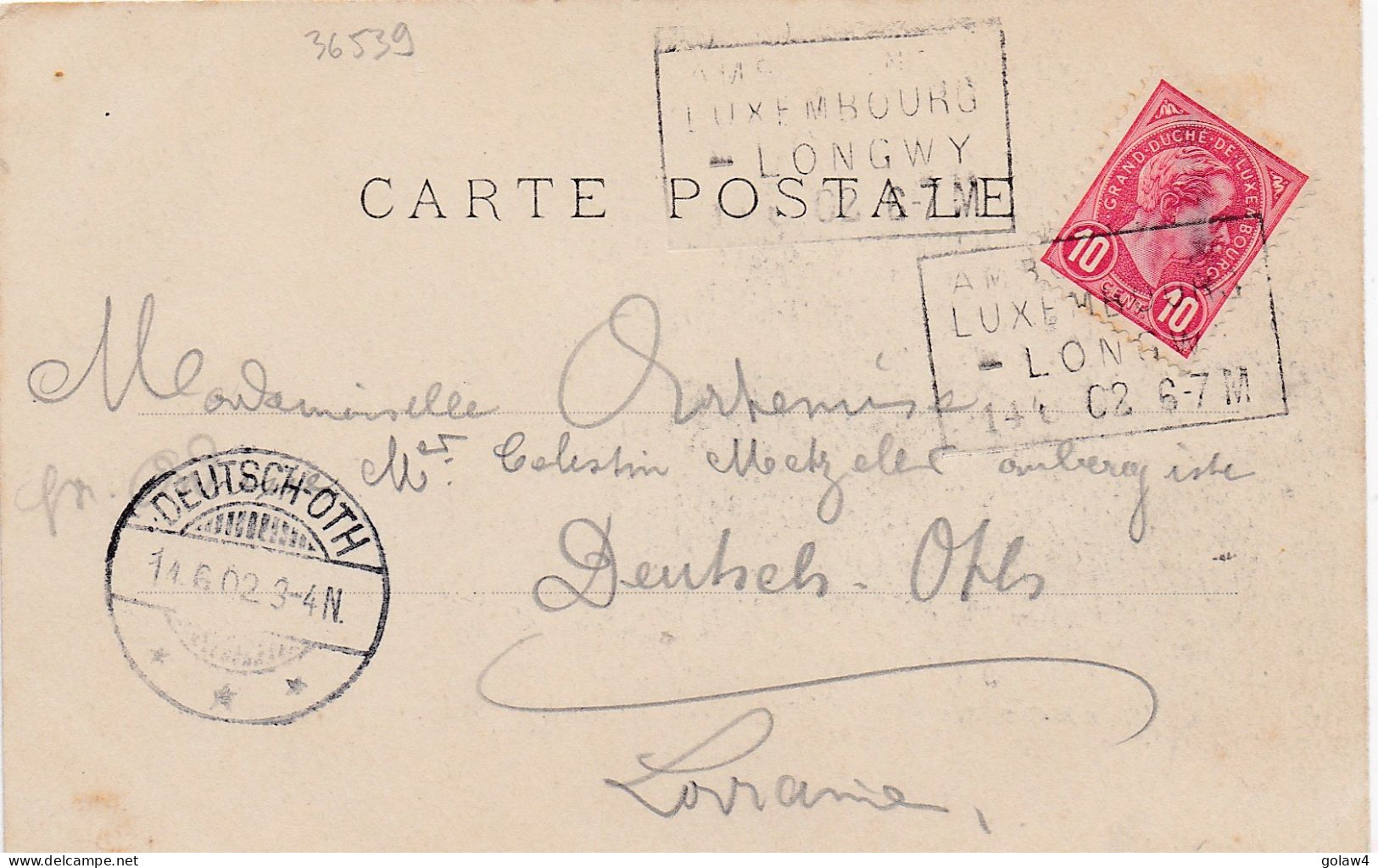 36539# CARTE POSTALE GRANDE BRETAGNE Datée De DIFFERDANGE Obl AMBULANT LUXEMBOURG LONGWY 1902 AUDUN LE TICHE MOSELLE - 1895 Adolphe De Profil