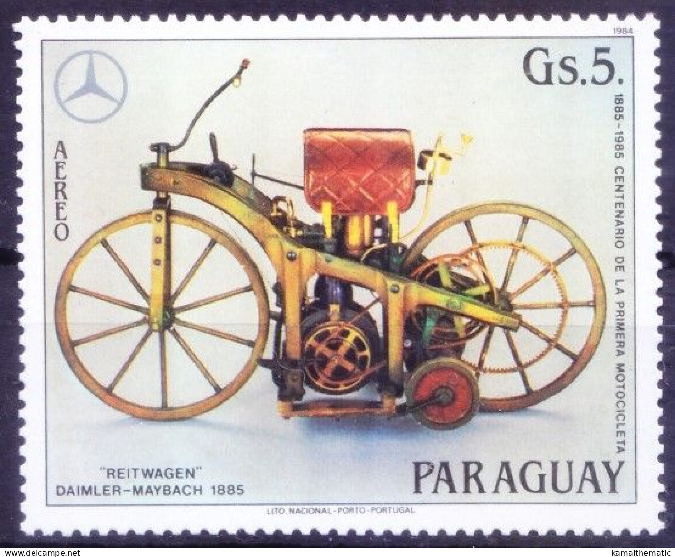 Paraguay 1984 MNH, Daimler-Maybach, Riding Car, First Motorcycle - Motorbikes