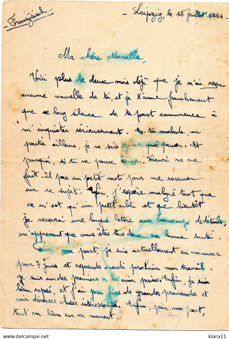 LEIPZIG - ENTIER POSTAL AVEC CENSURE - Correspondance D'un Prisonnier - Betriebslager III - BARACKENLEGER - 17.07.1944 - Cartes Postales - Oblitérées