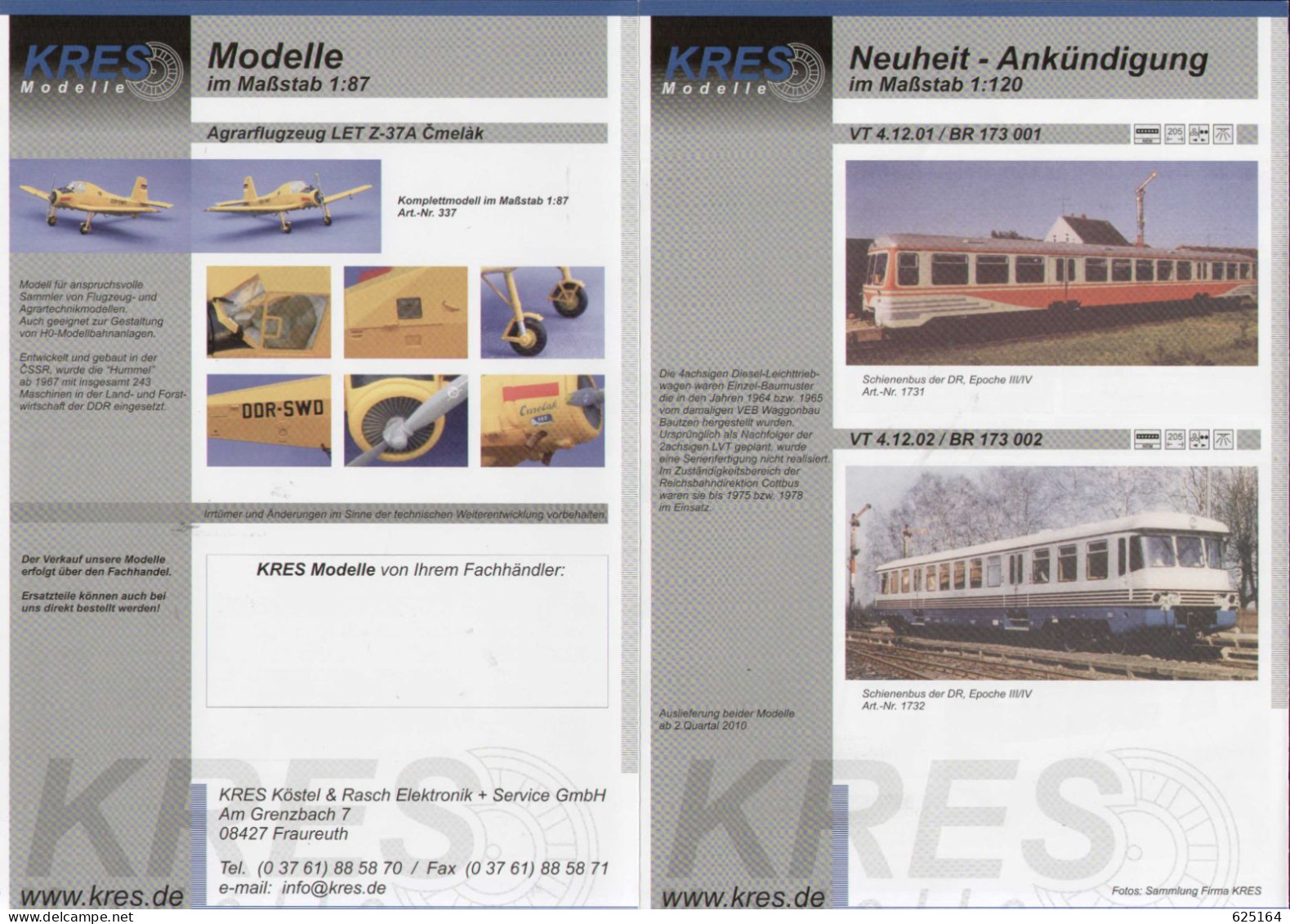Catalogue KRES-MODELLE 2009.3 Produktübersicht Spur TT 1:120 / H0 1:87 - Duits