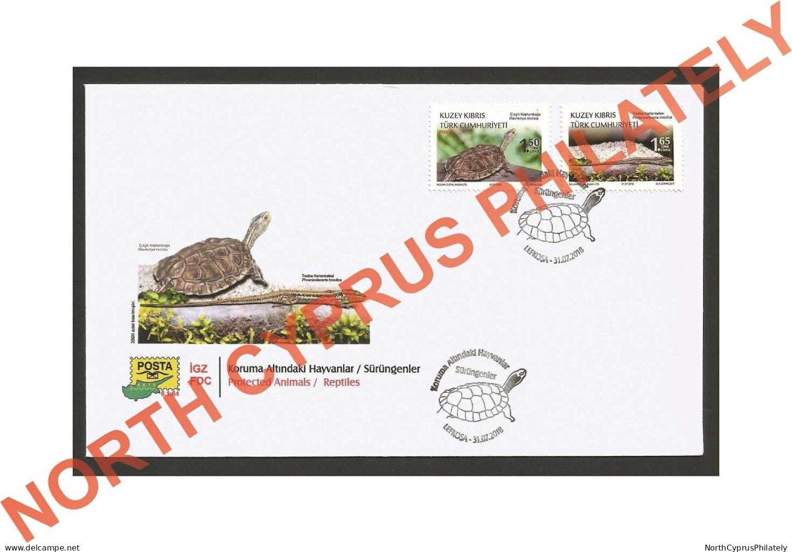 2018 Turkish Cyprus Zypern Cipro Chipre " Animals Reptiles Turtles " FDC - Storia Postale