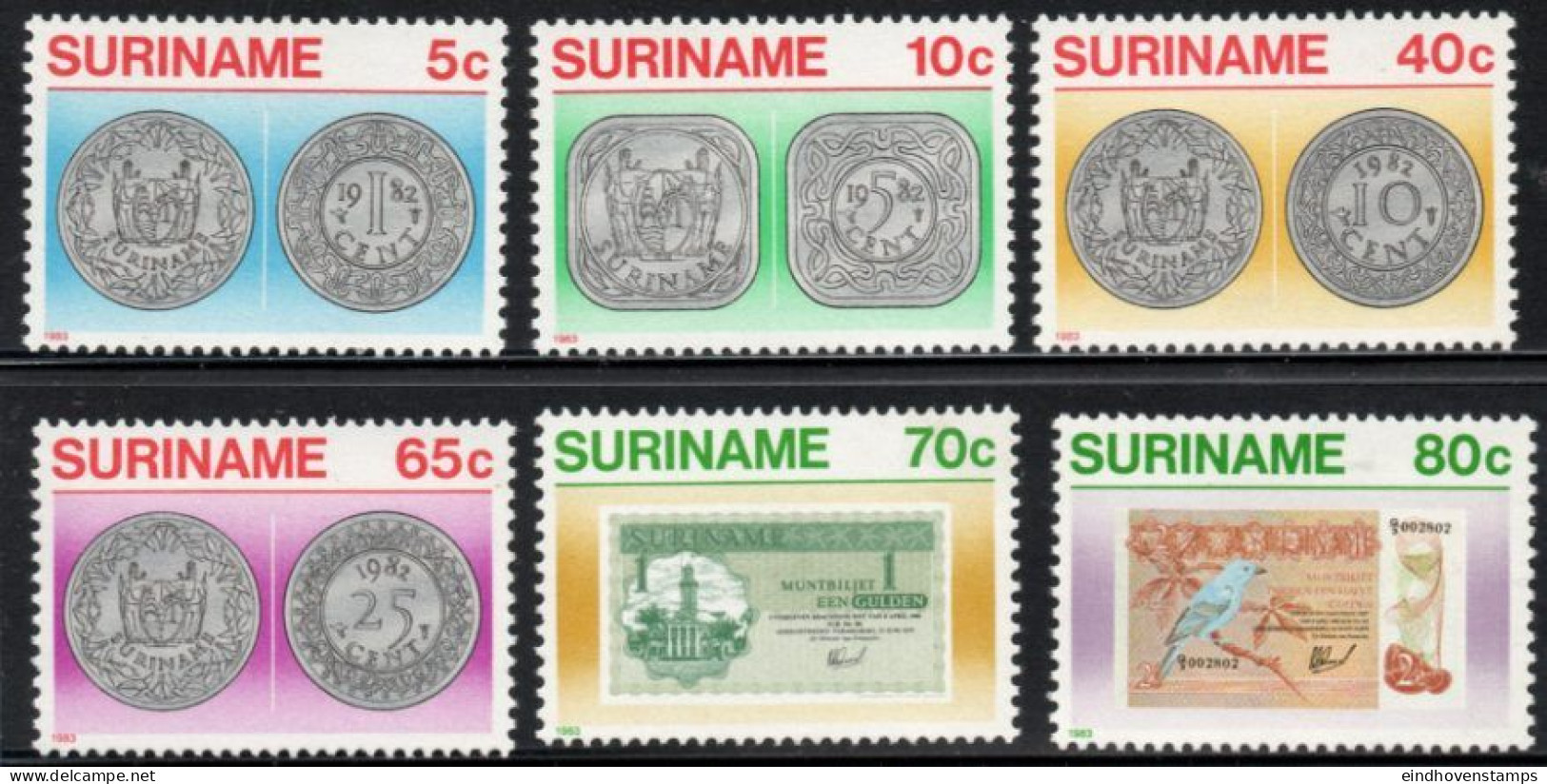Suriname 1983 Coins & Banknotes, 6 Values MNH - Monete