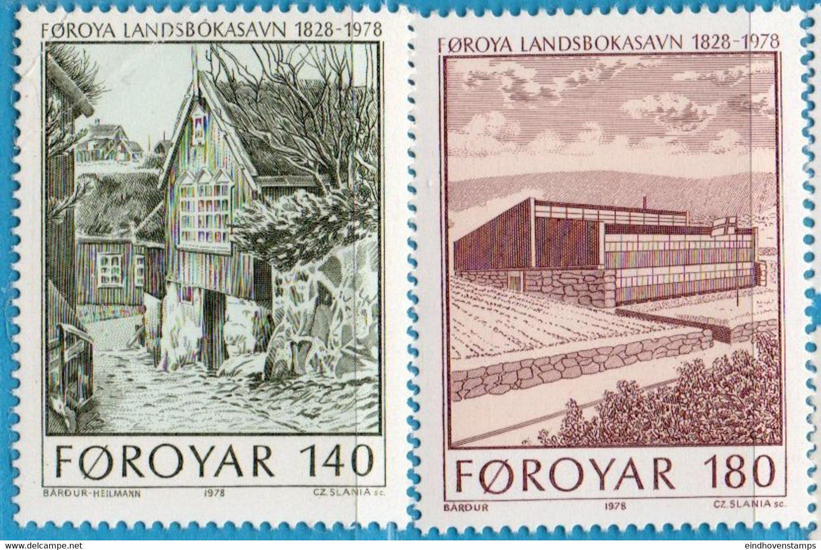 Faroyar Faeroerne 1978 National Library 150 Year 2 Values MNH Building - Other & Unclassified