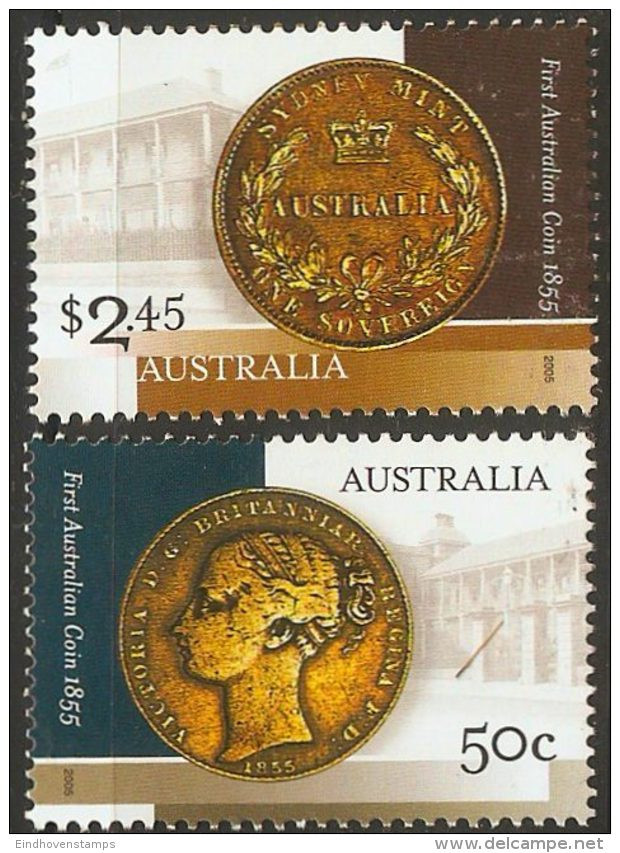 Australia 2005 Coins 2 Values  MNH Golden Sovereign 1855 - Monnaies