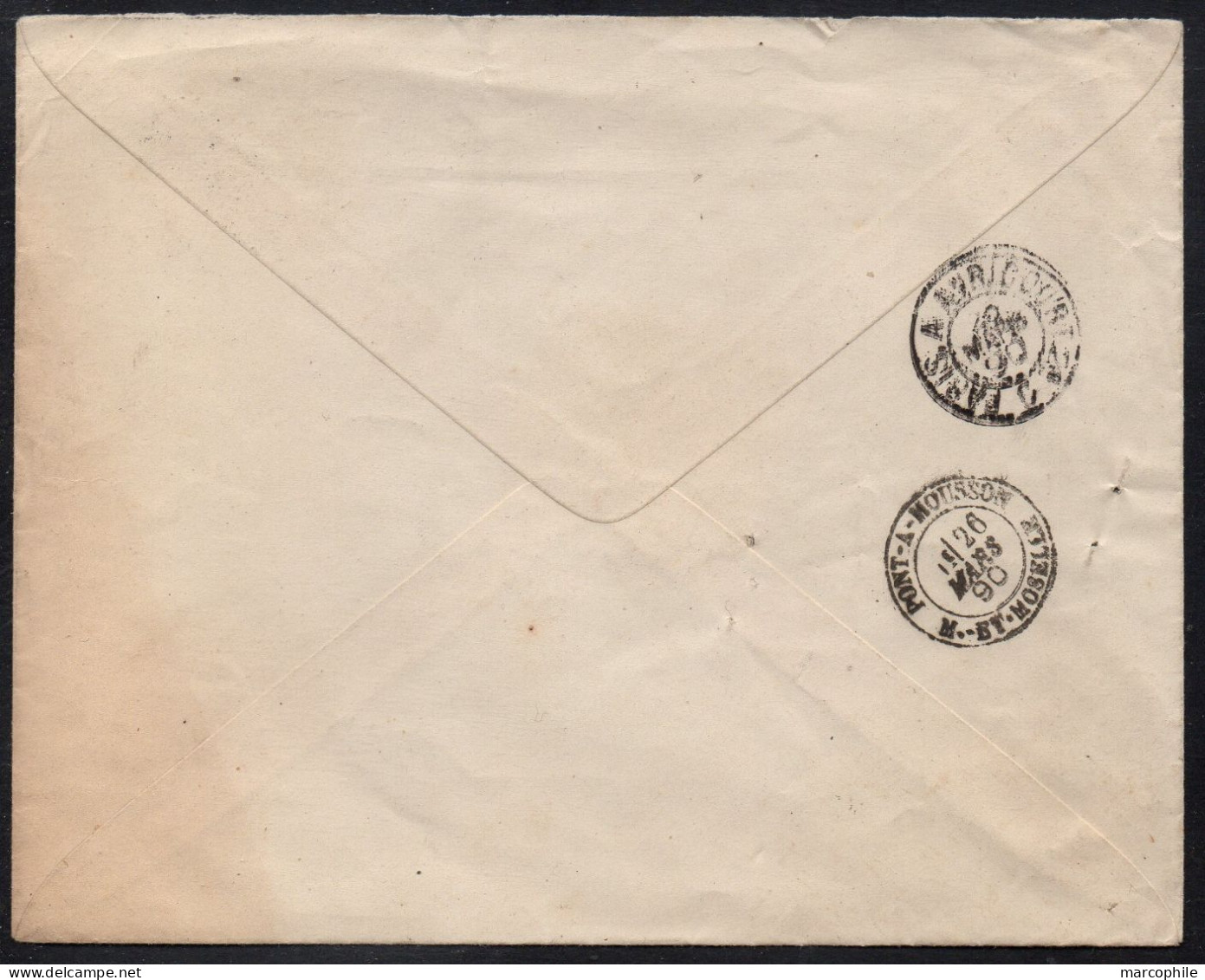 TYPE SAGE / 1890 PERFORE "SG"  SUR LETTRE POUR PONT A MOUSSON - PERFIN - Storia Postale