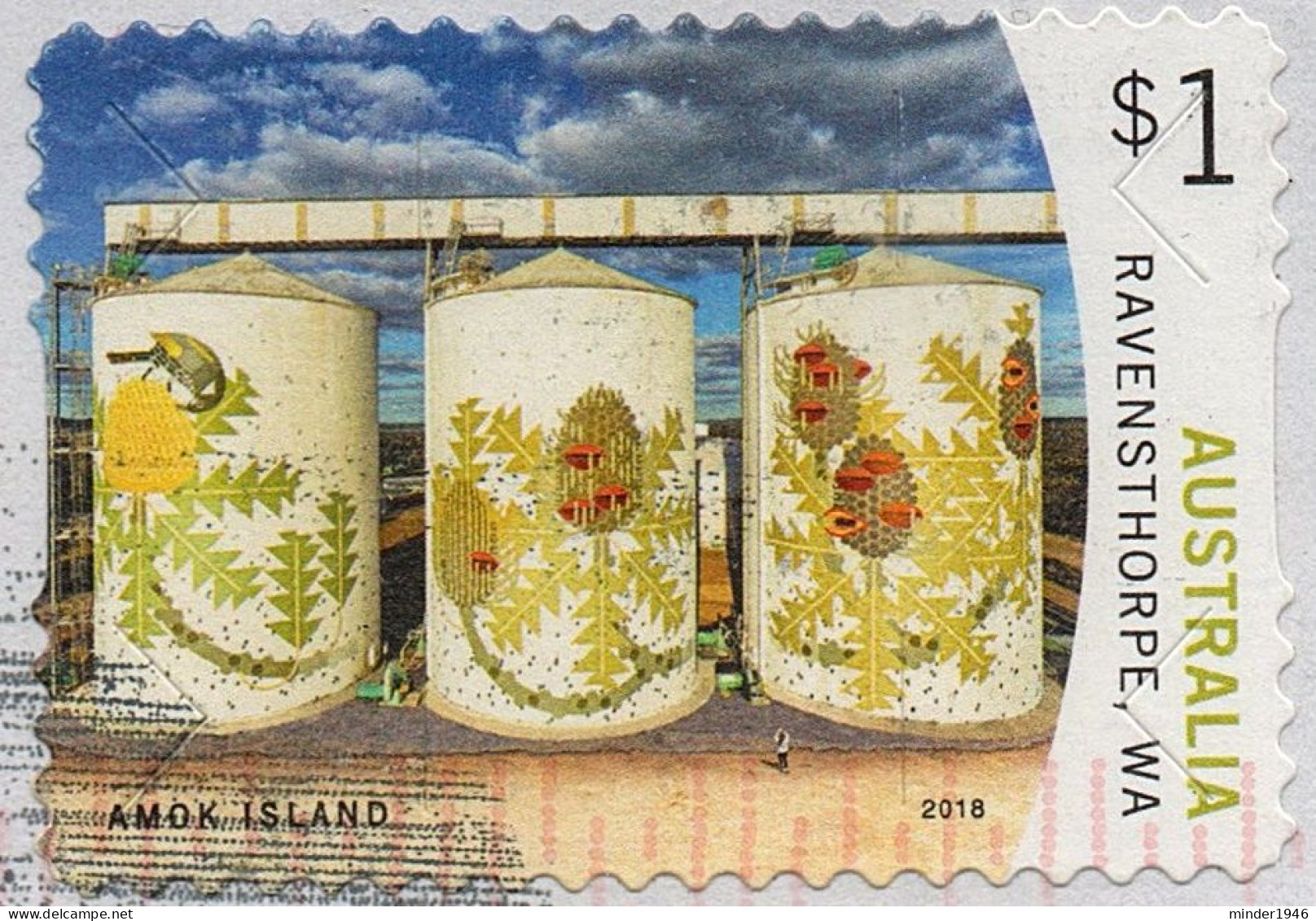 AUSTRALIA 2018 $1 Multicoloured, Silo Art-Ravensthorpe, Western Australia Die-Cut Self Adhesive FU - Used Stamps