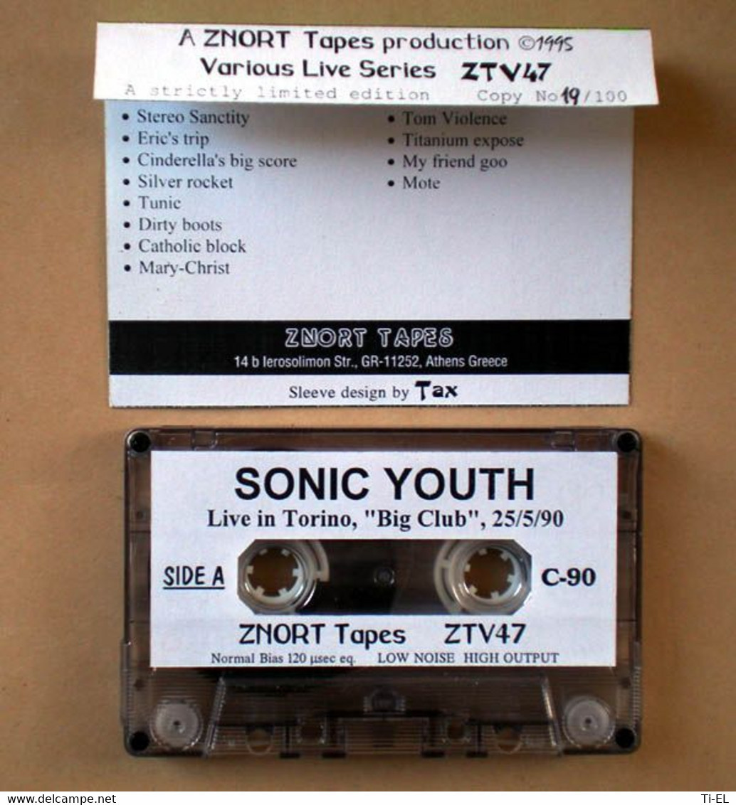 SONIC YOUTH – Live In Torino, "Big Club", 25/5/1990 | Rare Audio Tape - Audiocassette