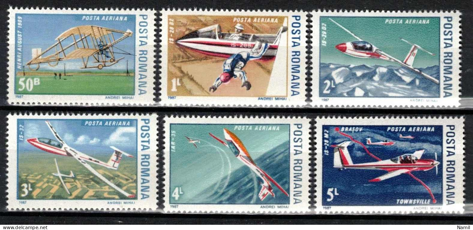 ** Roumanie 1987 Mi 4353-8 (Yv PA 301-6), (MNH)** - Ungebraucht