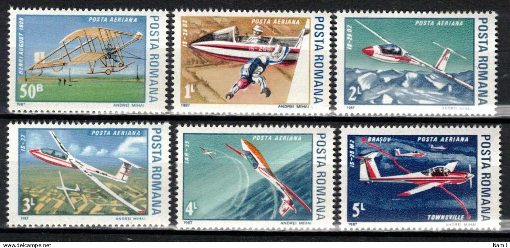 ** Roumanie 1987 Mi 4353-8 (Yv PA 301-6), (MNH)** - Unused Stamps