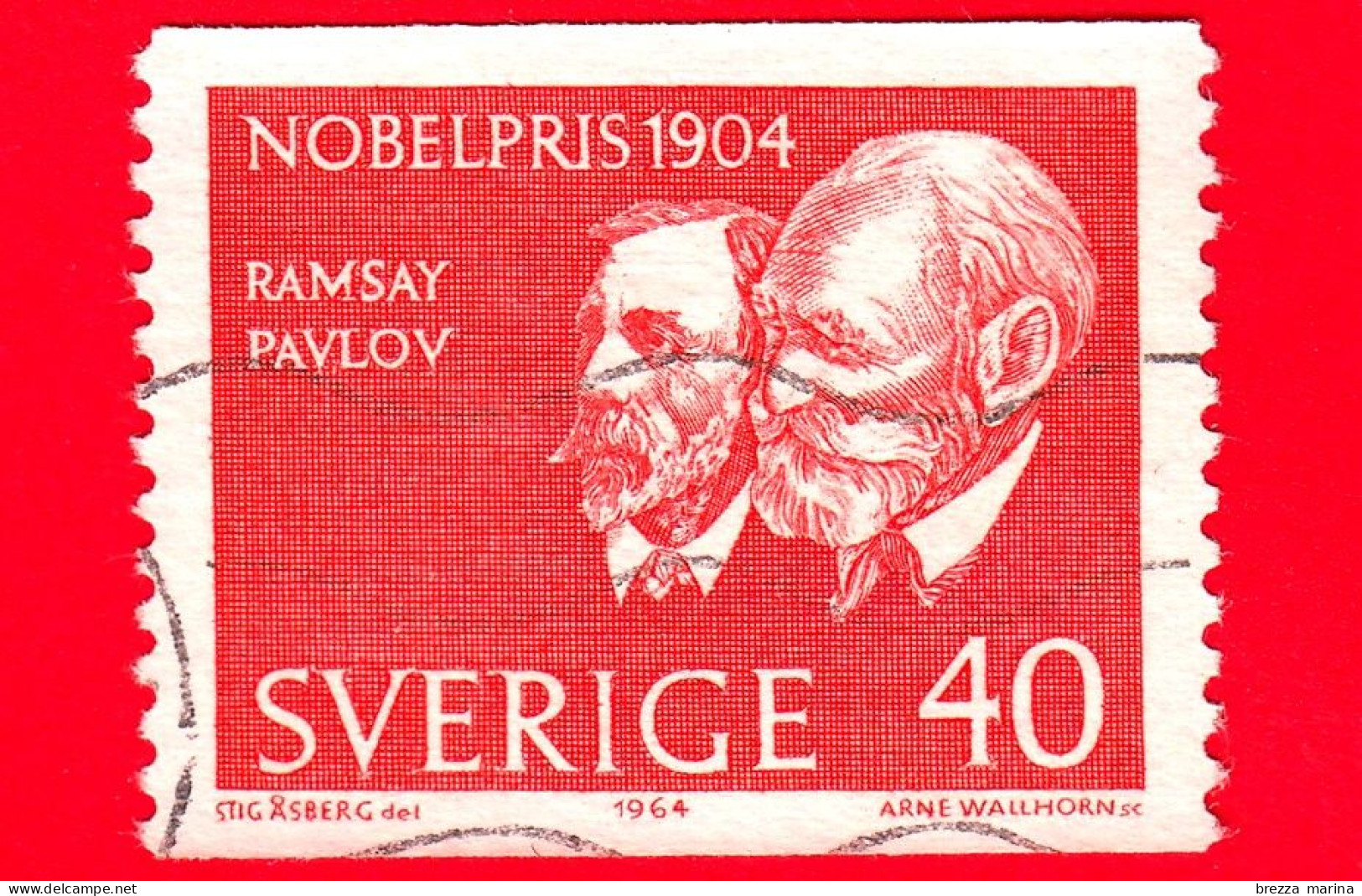 SVEZIA - Usato - 1964 - Premi Nobel 1904 - Sir William Ramsay (chimica) E Ivan P. Pavlov (medicina) - 40 - Used Stamps