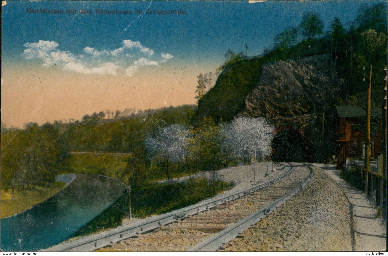 Frankenberg (Sachsen) Harrasfelsen Eisenbahntunnel Körnerkreuz Zschopau-Tal 1910 - Frankenberg