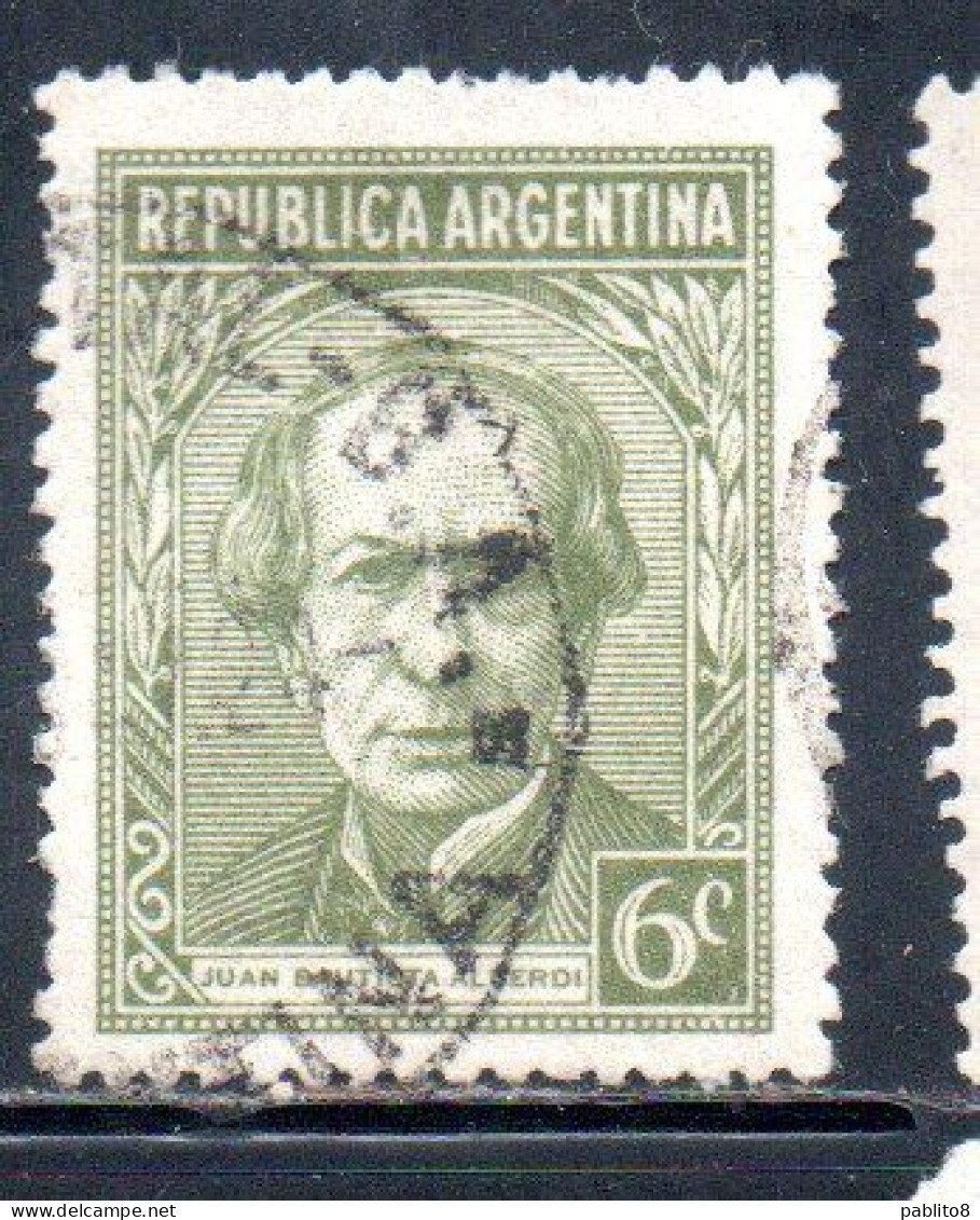 ARGENTINA 1945 1947 JUAN BAUTISTA ALBERDI 6c USED USADO OBLITERE' - Oblitérés