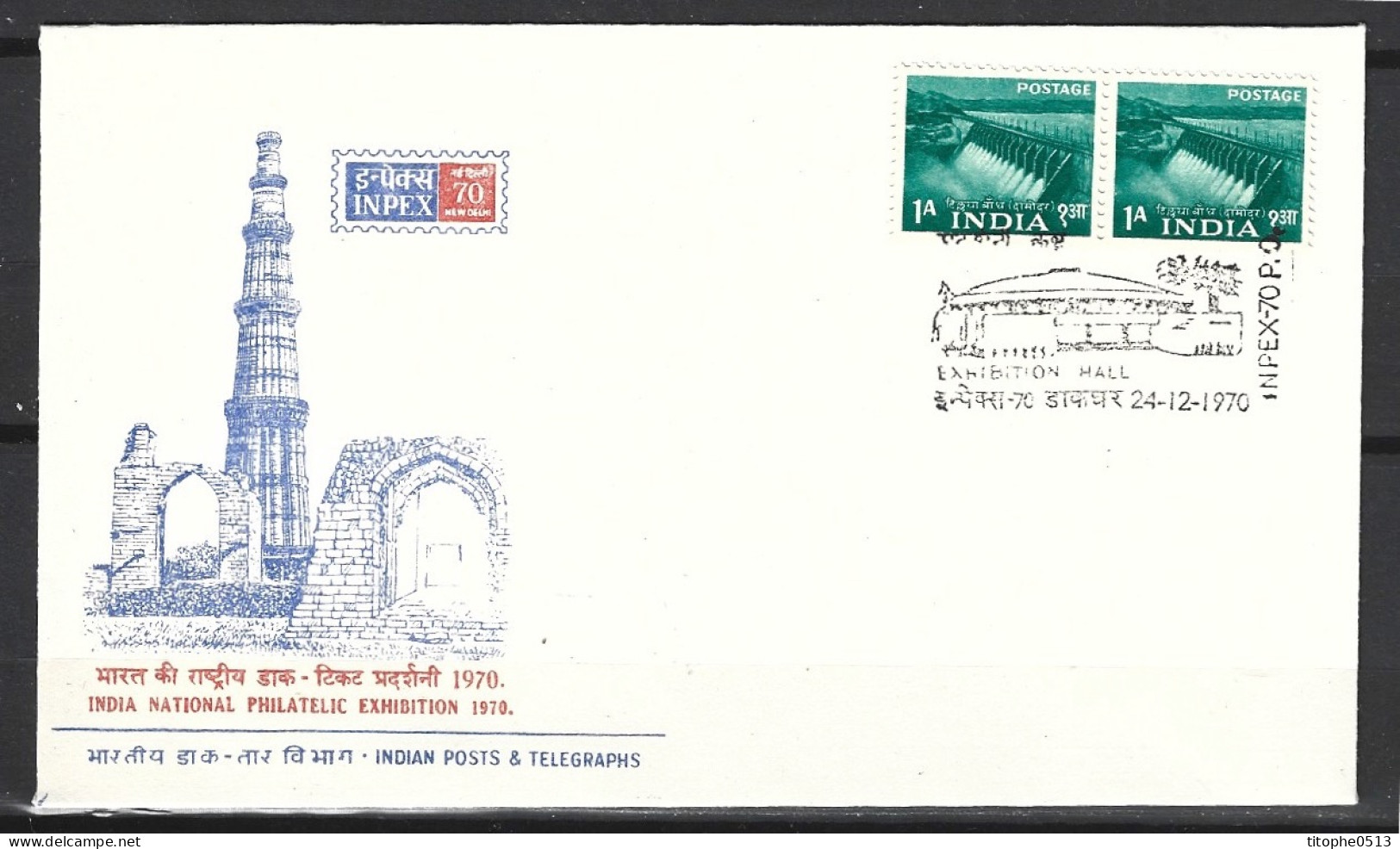 INDE. N°57 De 1955 Sur Enveloppe Commémorative De 1970. Barrage. - Eau