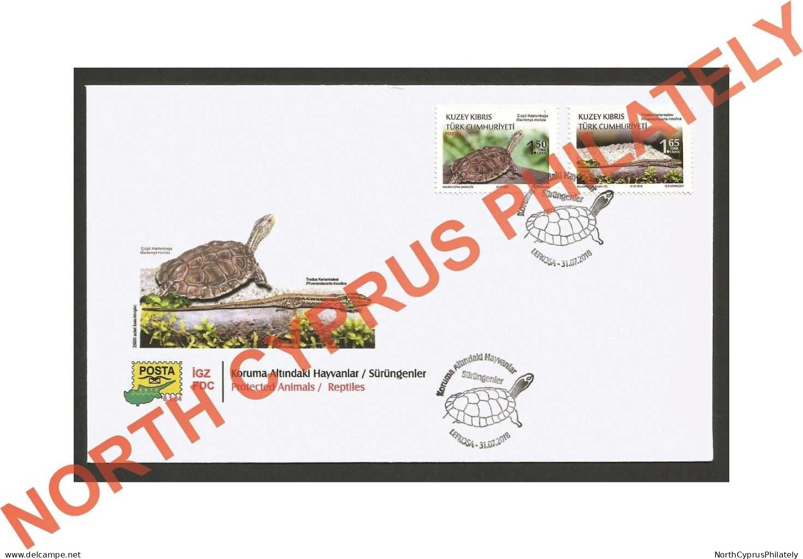 2018 Turkish Cyprus Zypern Cipro Chipre " Animals Reptiles Turtles " FDC - Cartas & Documentos