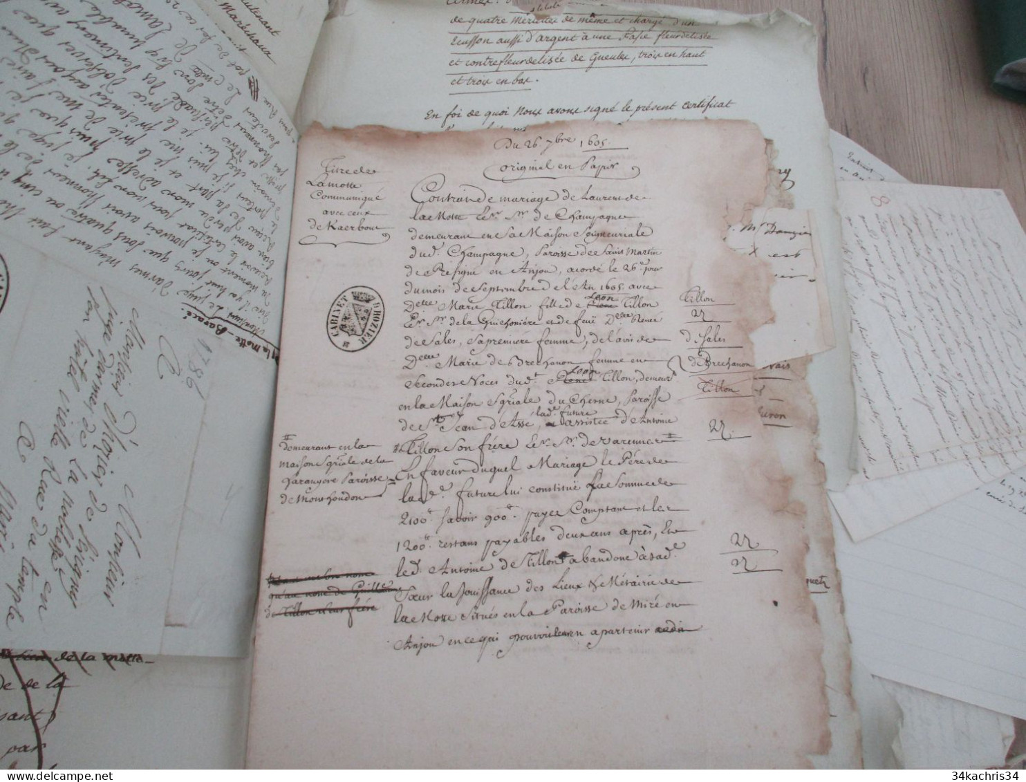 Archives notes généalogiques dont Hozier Lamothe Barace Labouère Guillot Labardouillère .... + 1.8kg de manuscrits