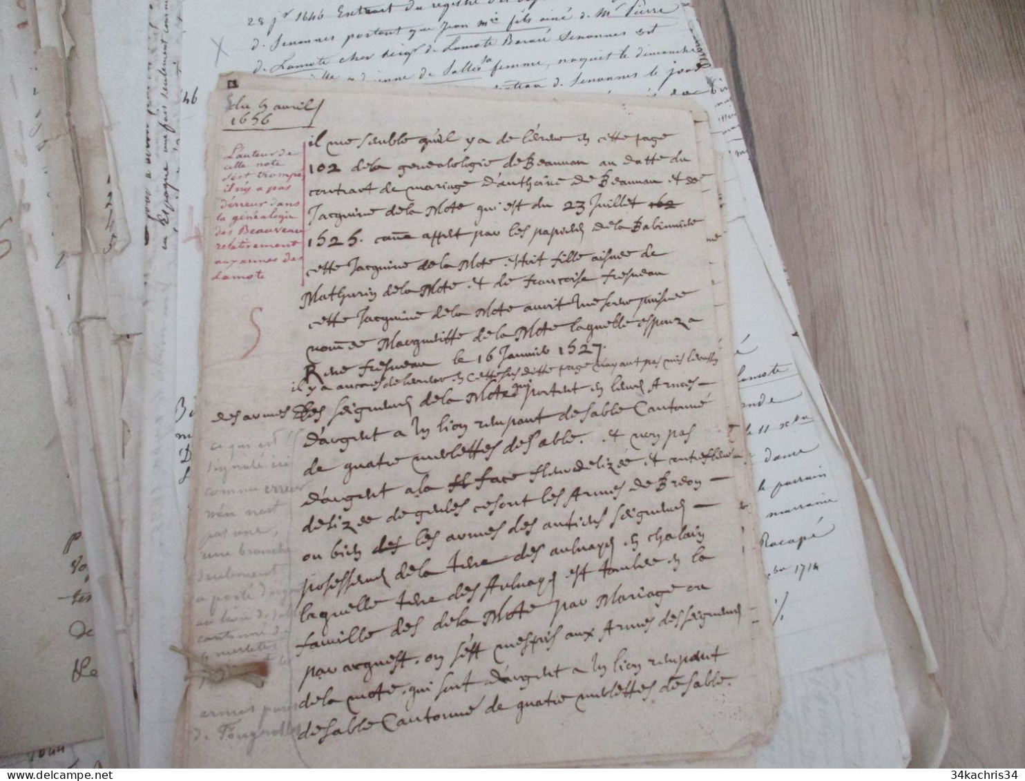 Archives notes généalogiques dont Hozier Lamothe Barace Labouère Guillot Labardouillère .... + 1.8kg de manuscrits