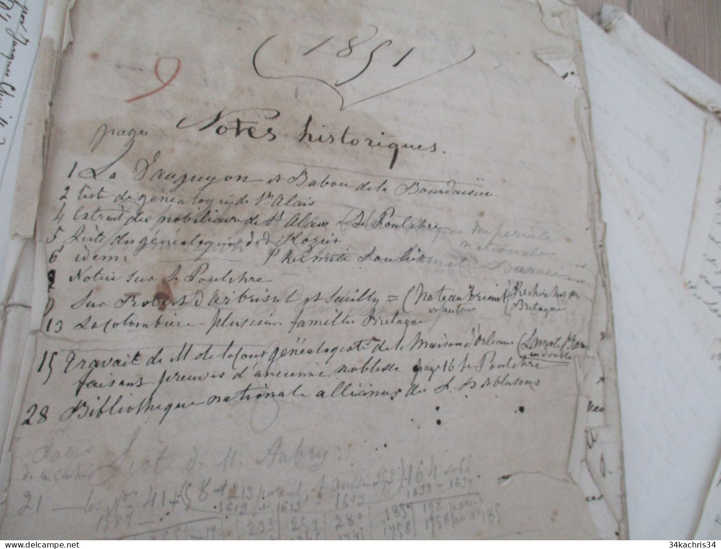 Archives notes généalogiques dont Hozier Lamothe Barace Labouère Guillot Labardouillère .... + 1.8kg de manuscrits