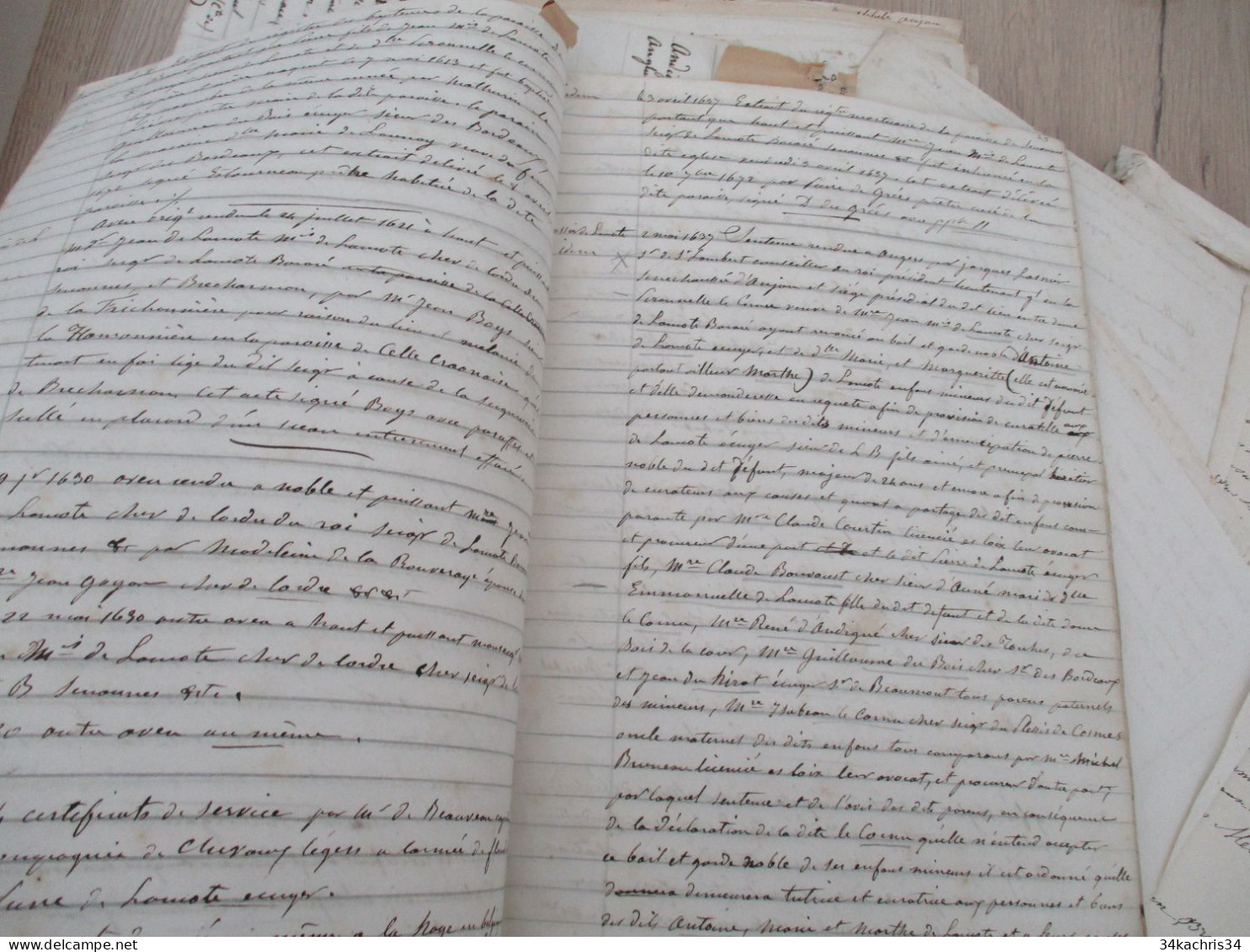 Archives notes généalogiques dont Hozier Lamothe Barace Labouère Guillot Labardouillère .... + 1.8kg de manuscrits