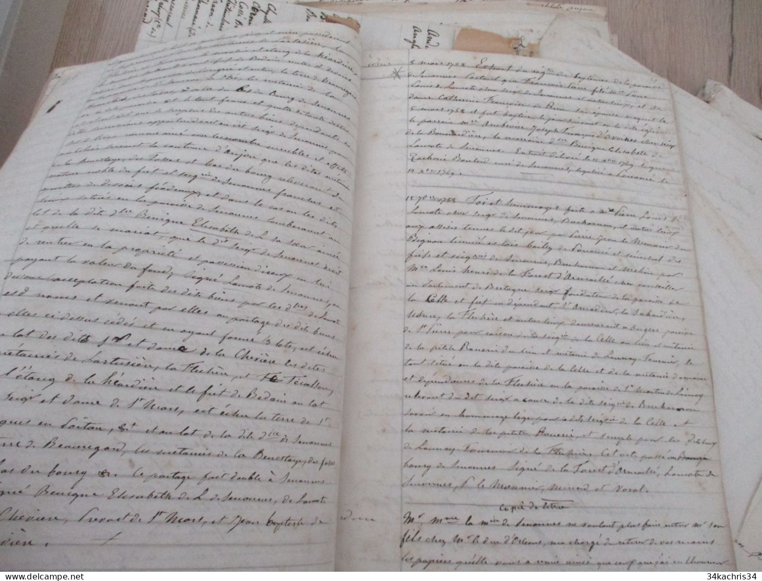 Archives notes généalogiques dont Hozier Lamothe Barace Labouère Guillot Labardouillère .... + 1.8kg de manuscrits