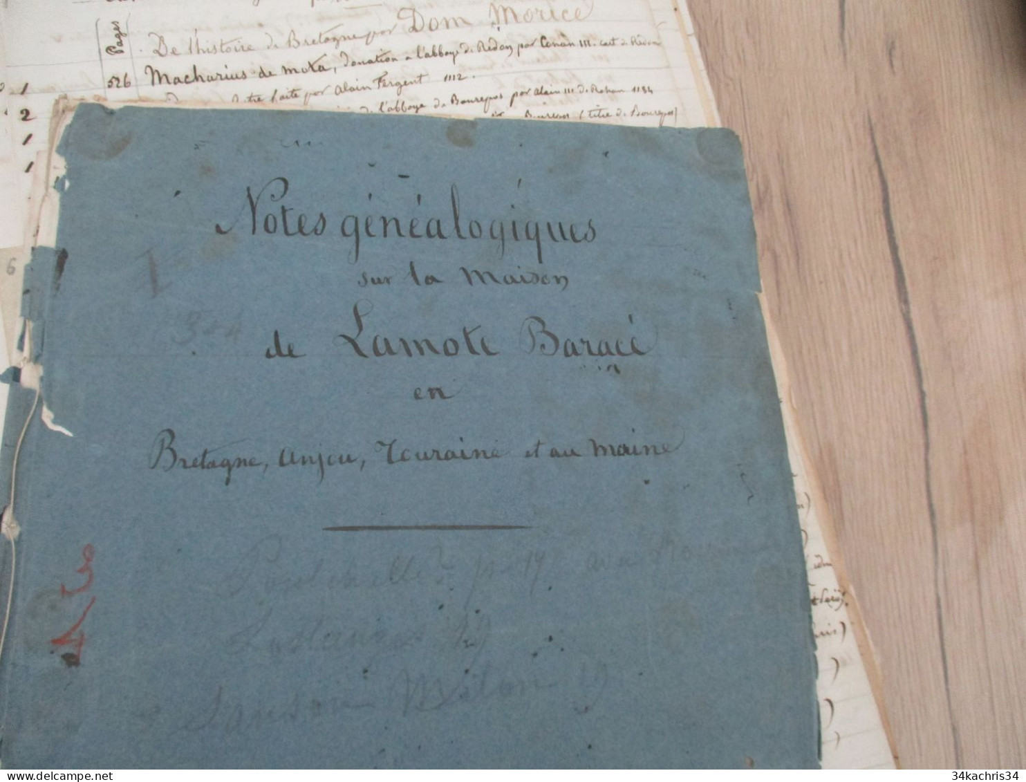 Archives notes généalogiques dont Hozier Lamothe Barace Labouère Guillot Labardouillère .... + 1.8kg de manuscrits