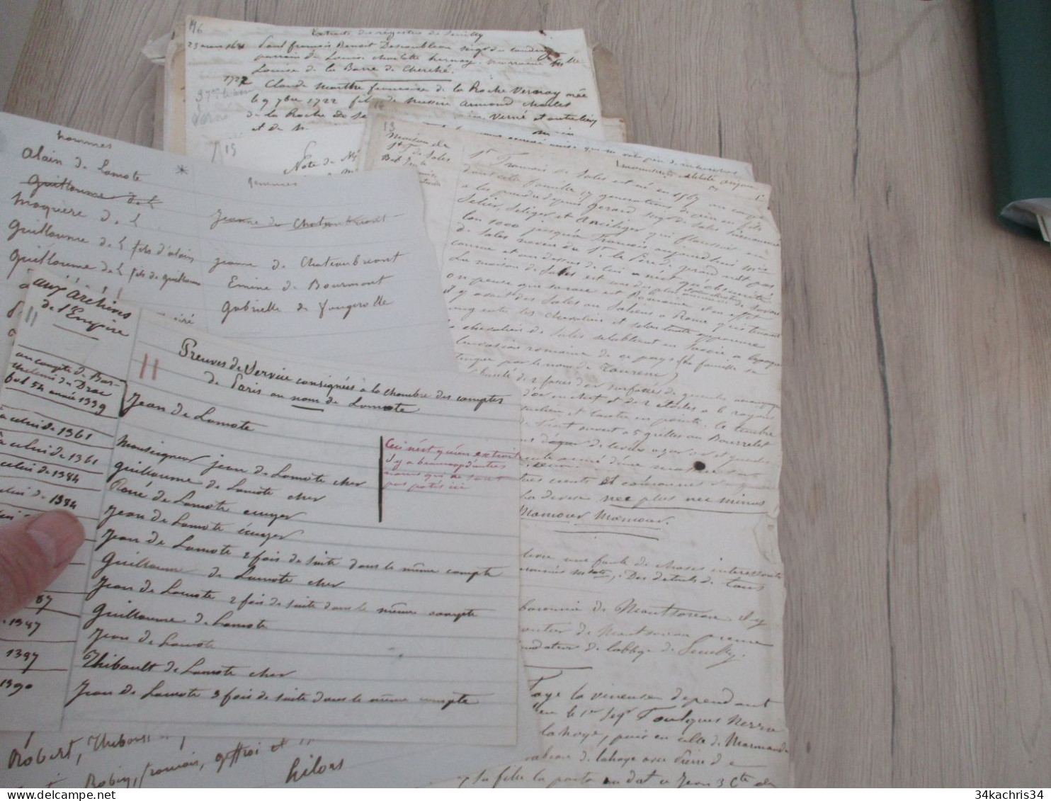 Archives notes généalogiques dont Hozier Lamothe Barace Labouère Guillot Labardouillère .... + 1.8kg de manuscrits