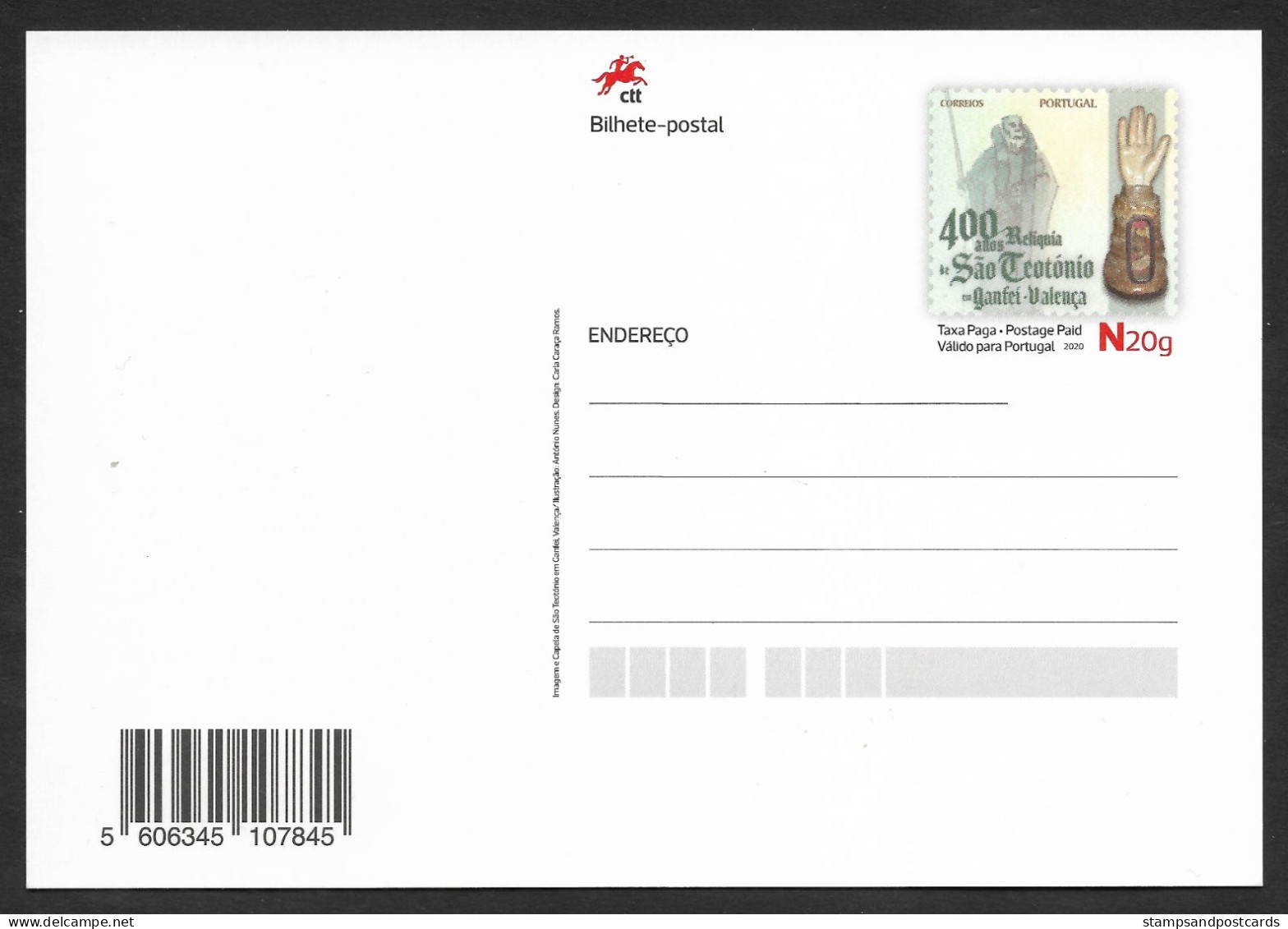 Portugal Carte Entier Postal São Teotónio Saint Théoton De Coimbra 2020 Stationery Theotonius Eglise Church Valença - Eglises Et Cathédrales