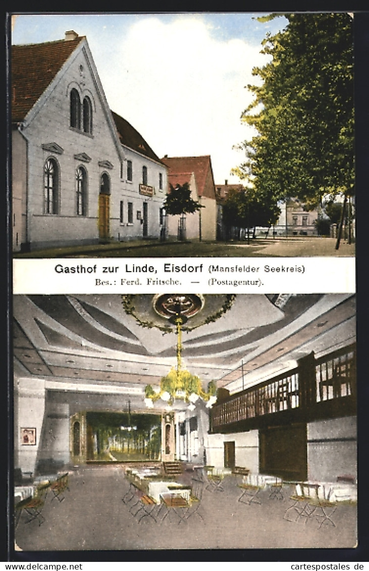 AK Eisdorf / Mansfelder Seekreis, Gasthof Zur Linde Von F. Fritsche  - Mansfeld