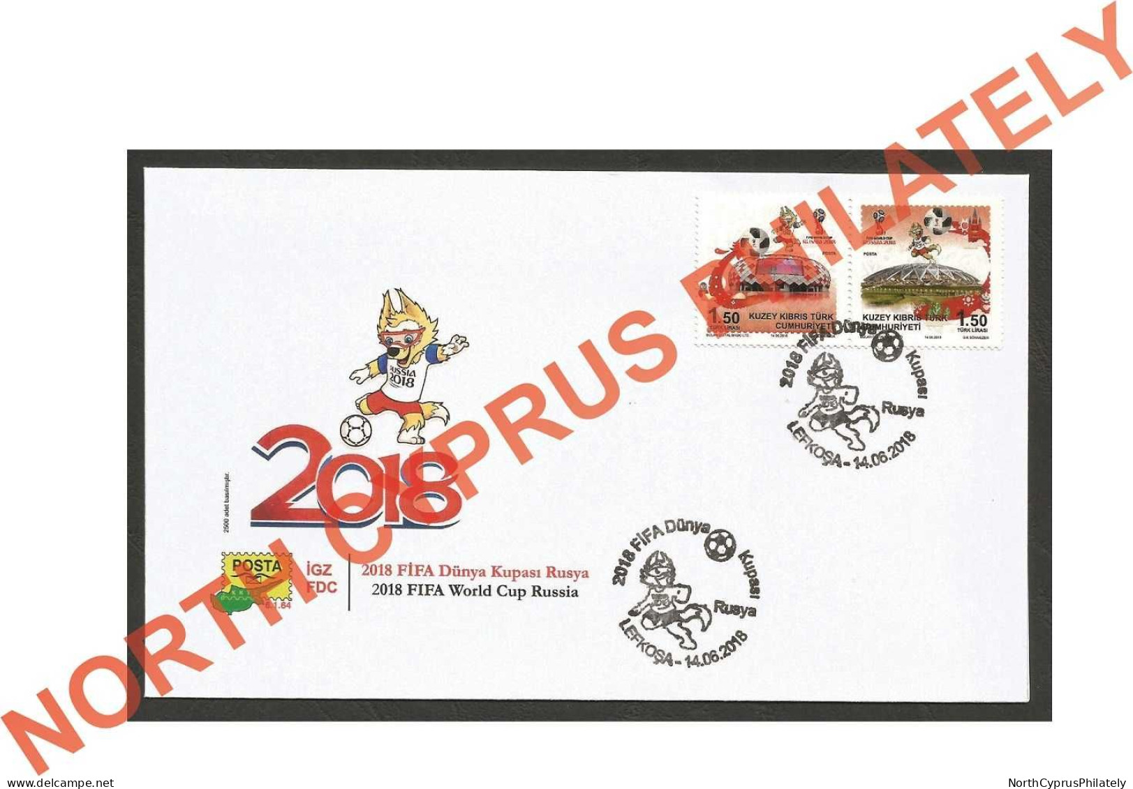 2018 Turkish Cyprus Zypern Cipro Chipre " FIFA WORLD CUP RUSSIA " FDC - Storia Postale