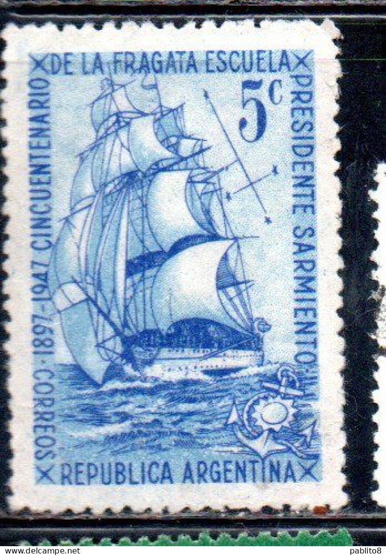 ARGENTINA 1947 TRAINING SHIP PRESIDENTE SARMIENTO 5c USED USADO OBLITERE' - Gebraucht