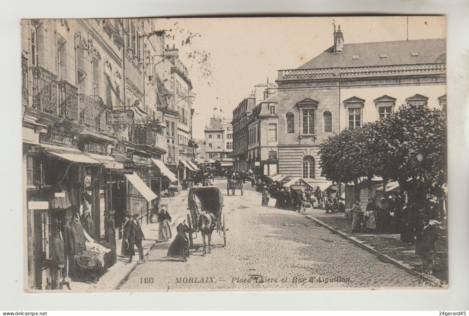 CPSM MORLAIX (Finistère) - Place Thiers Et Rue D'Aiguillon - Caudry