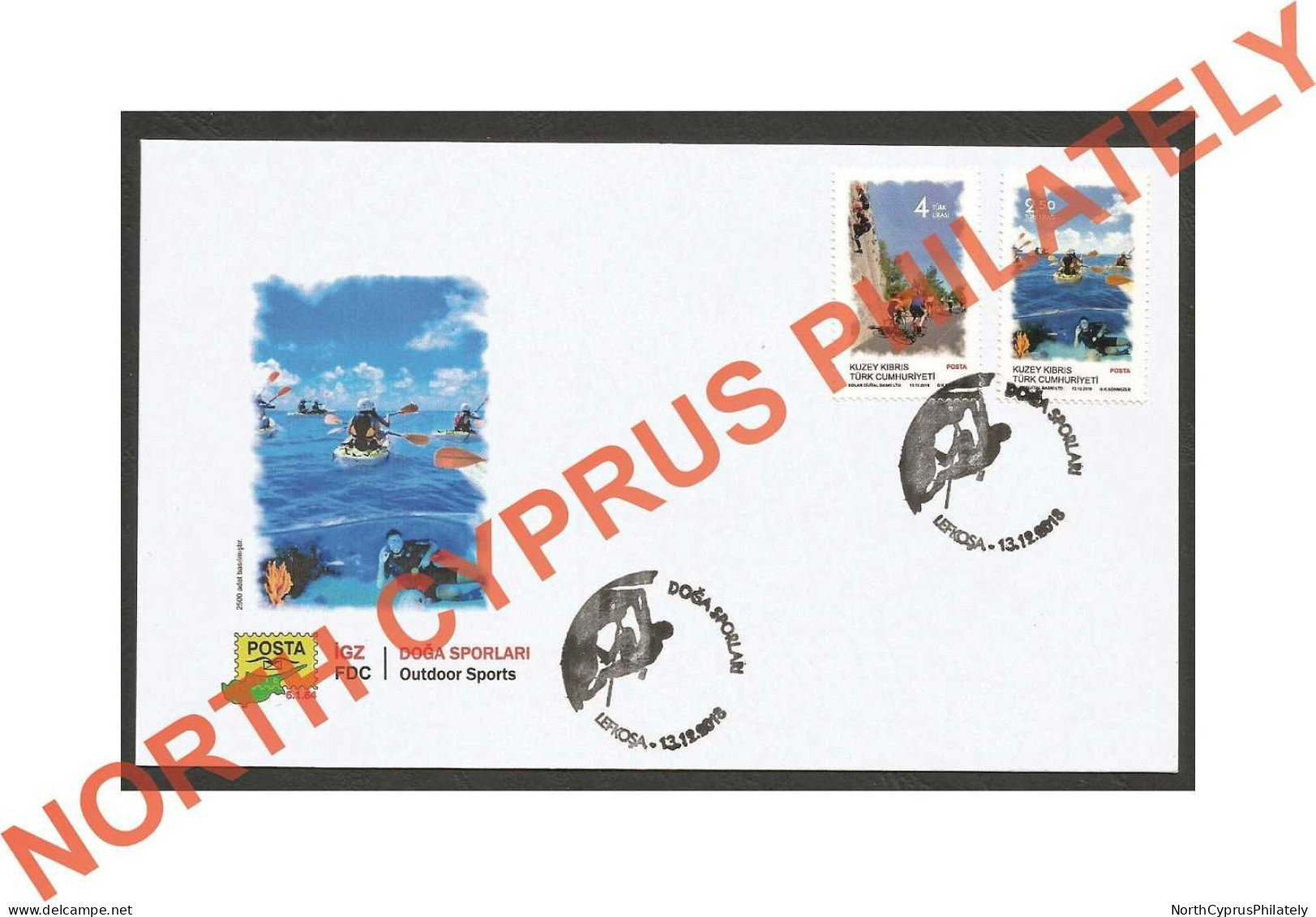 2018 Turkish Cyprus Zypern Cipro Chipre " Outdoor Sports Cycling Kayak " FDC - Brieven En Documenten