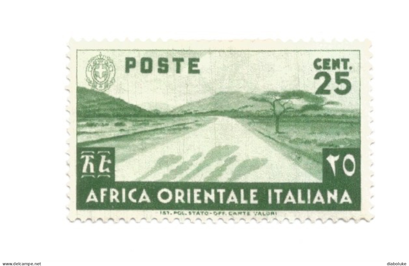 (COLONIE E POSSEDIMENTI) 1938, SOGGETTI VARI, 25c - Francobollo Nuovo (CAT. SASSONE N.7) - Africa Orientale Italiana