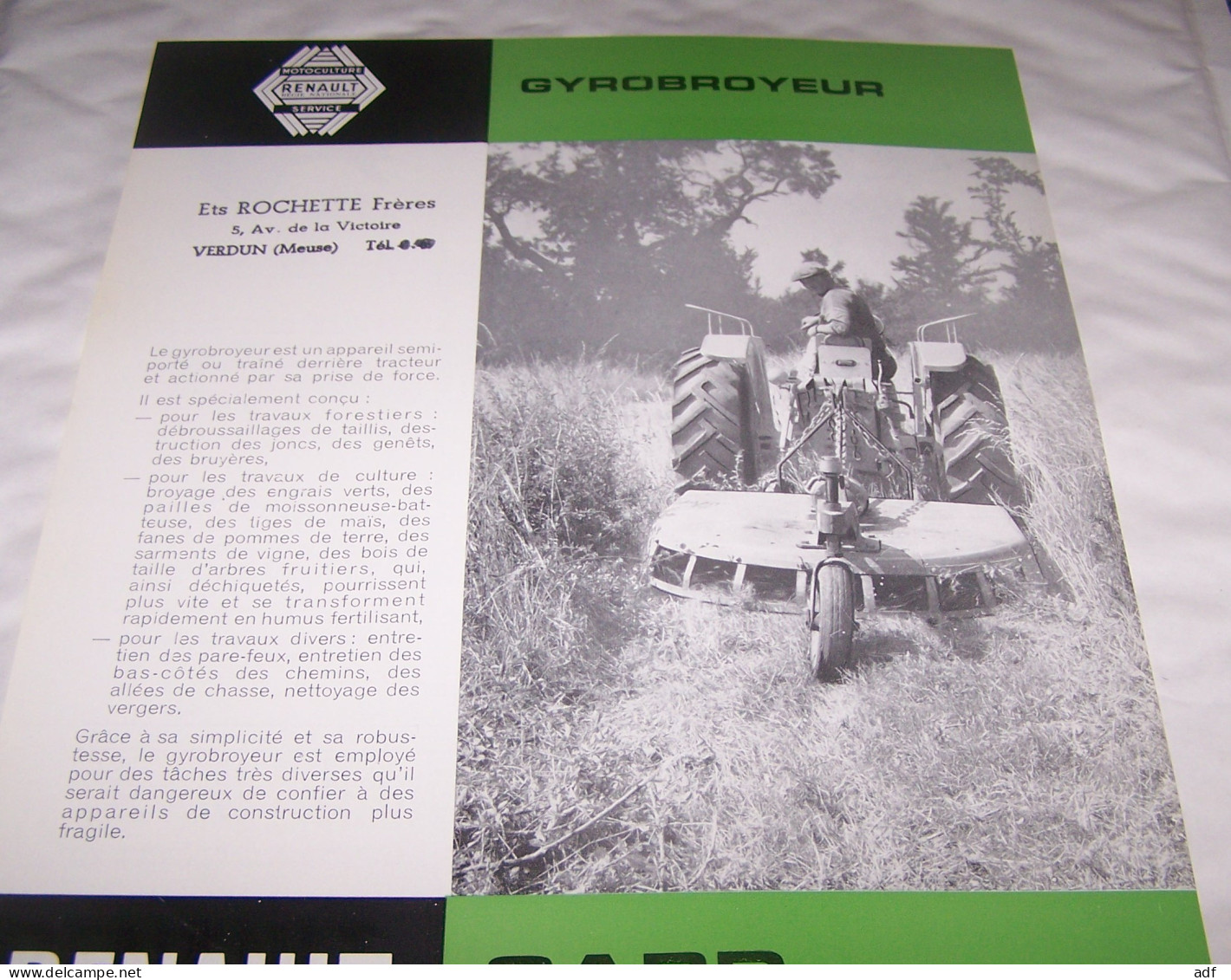 FEUILLET PUB PUBLICITAIRE MATERIEL AGRICOLE RENAULT GYROBROYEUR GARD ( TRACTEUR, TRACTEURS, MOTOCULTURE ) - Tractors