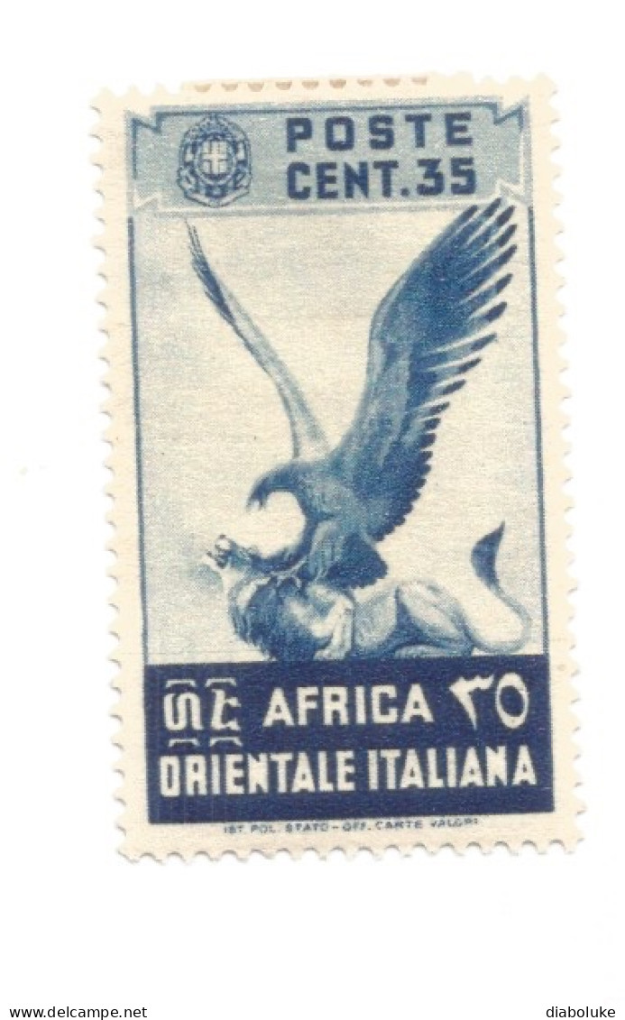 (COLONIE E POSSEDIMENTI) 1938, SOGGETTI VARI, 35c - Francobollo Nuovo (CAT. SASSONE N.9) - Italiaans Oost-Afrika