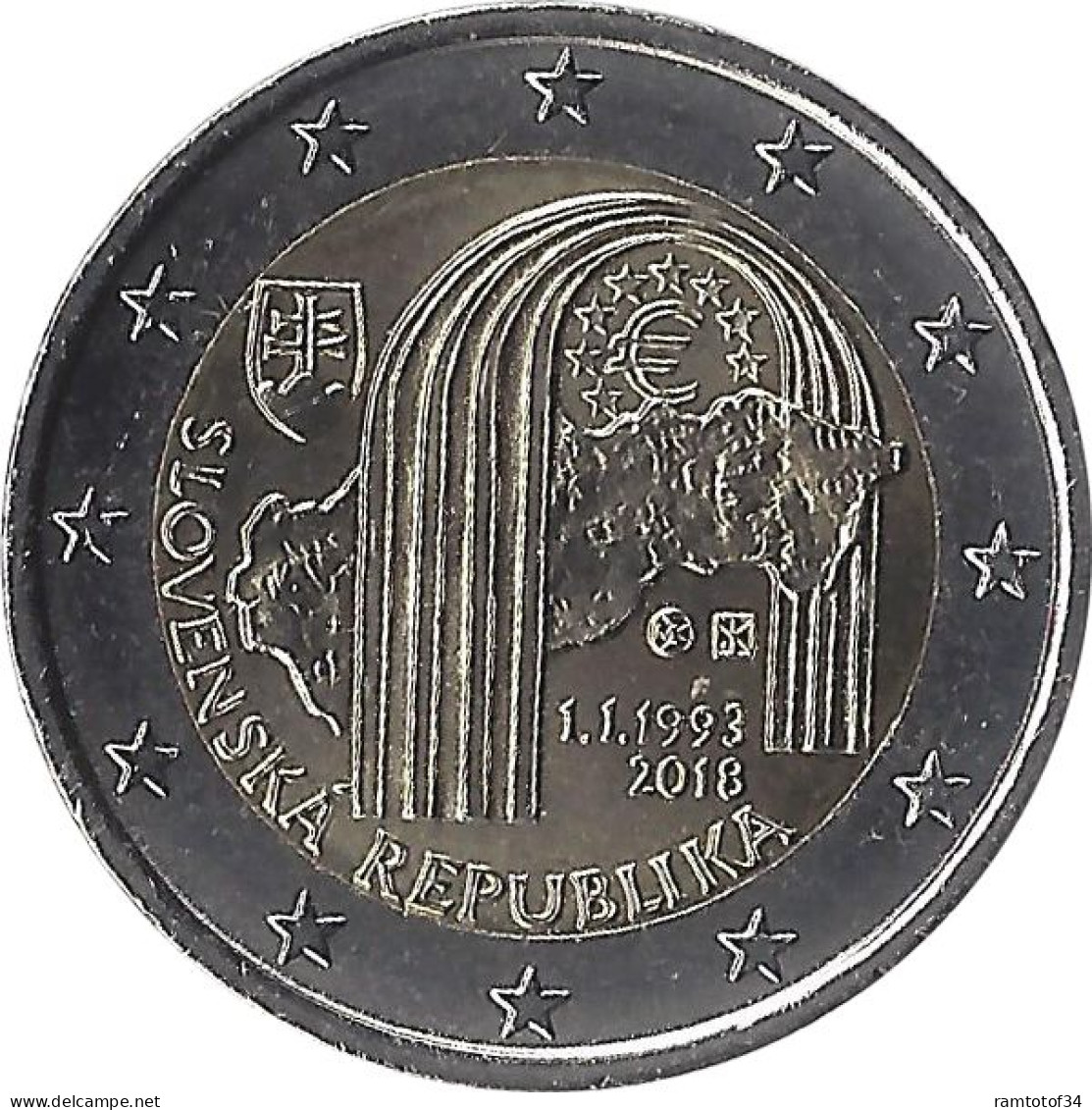 2018 SLOVAQUIE - 2 Euros Commémorative - 25 Ans République De Slovaquie - Slowakije