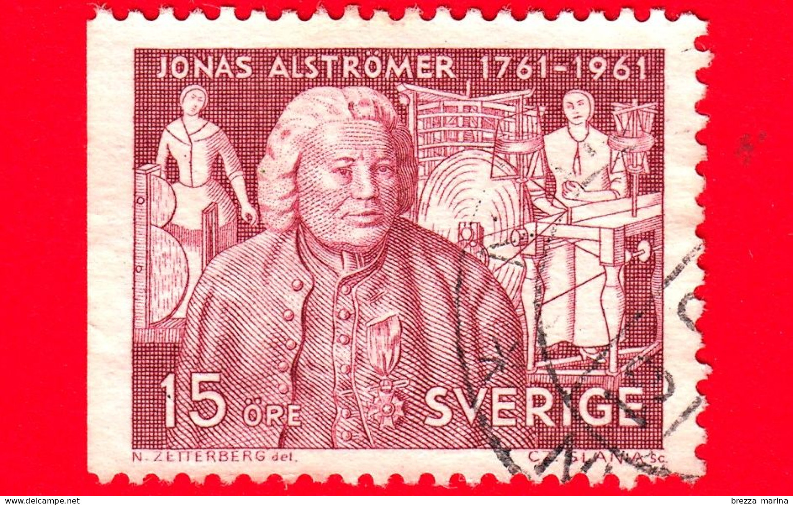 SVEZIA - Usato - 1961 - 200 Anni Della Morte Di Jonas Alströmer (1685-1761), Busto Di Pierre H. Larchevêque - 15 - Used Stamps