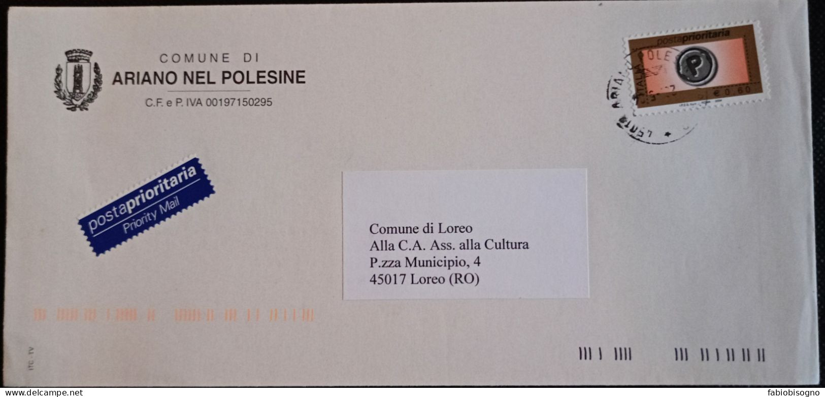 Comune Ariano Polesine 26.5.2004 Prioritario Eur.0,60 (IPZS Spa - Roma - 2004) - 2001-10: Marcophilia