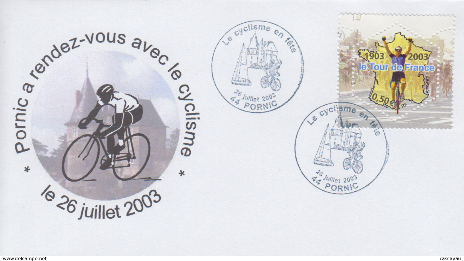 Enveloppe   FRANCE    TOUR  DE  FRANCE   CYCLISTE     PORNIC   2003 - Ciclismo