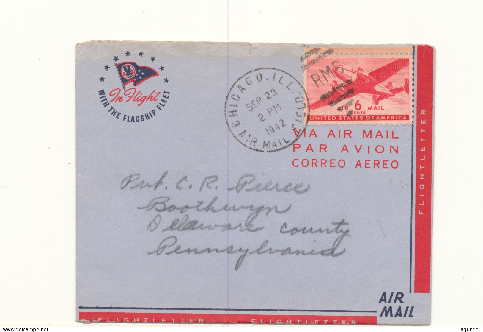 Three US Formular Precursor Aerograms Eaton's Flight Letter Chicago To NY 1943 - 1941-60