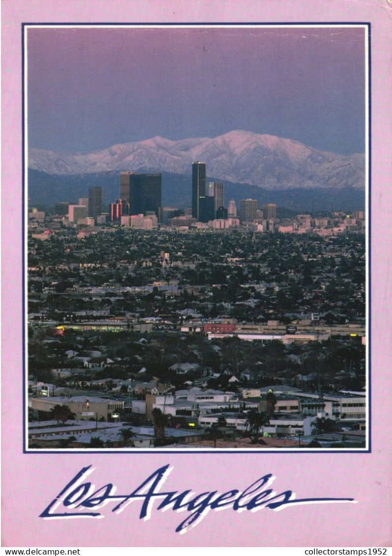 LOS ANGELES, CALIFORNIA, ARCHITECTURE, SKYLINE, MOUNTAIN, UNITED STATES, POSTCARD - Los Angeles