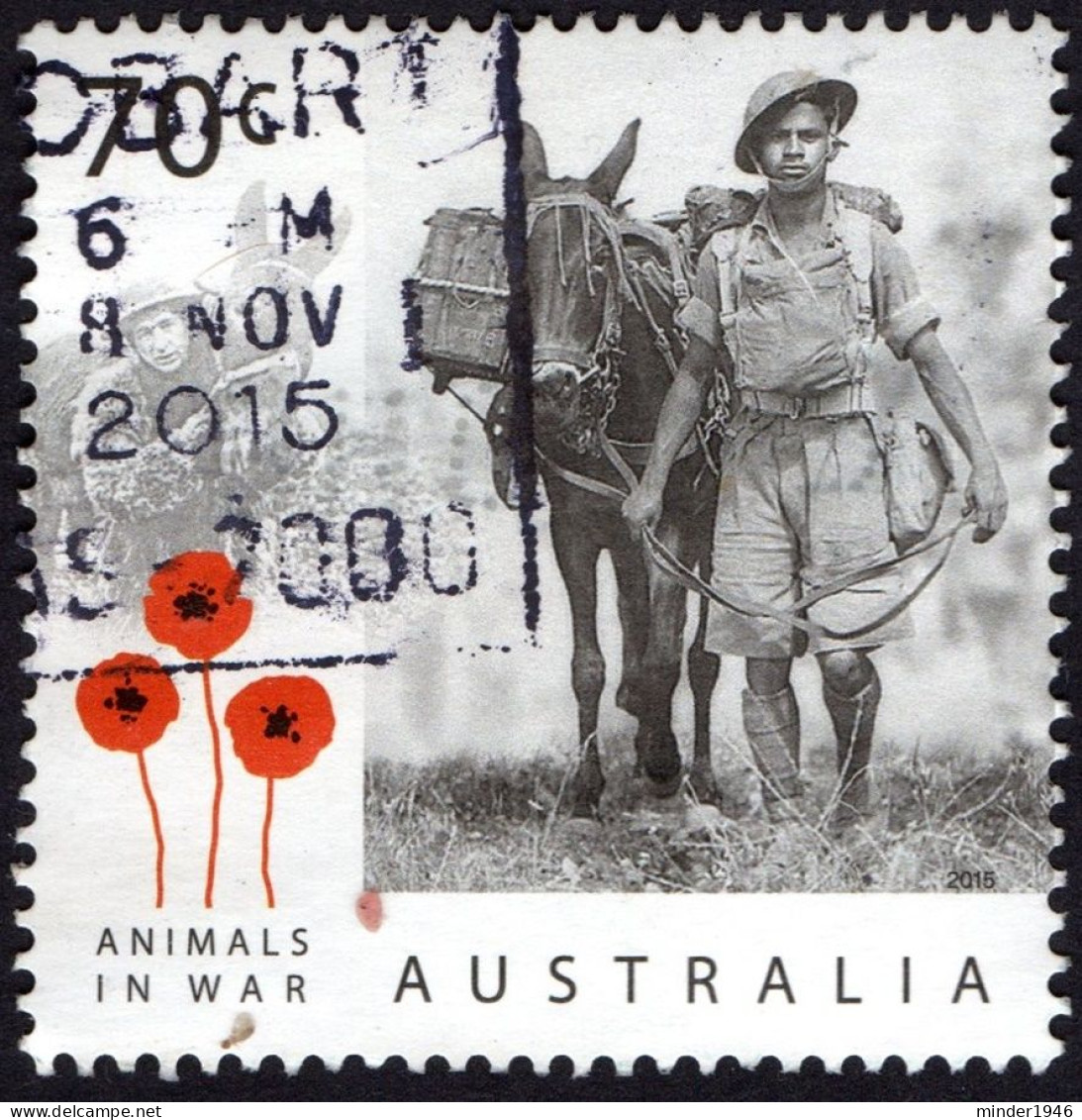 AUSTRALIA 2014 70c Multicoloured, Animals In War-Soldier And Donkey FU - Used Stamps