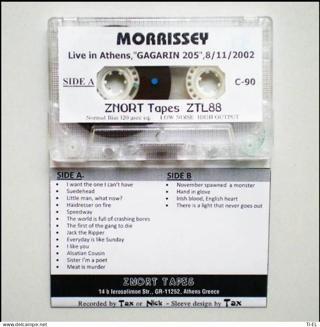 MORRISSEY – Live In Athens, "Gagarin 205", 8.Nov.2002 | Rare Audio Tape - Audiocassette