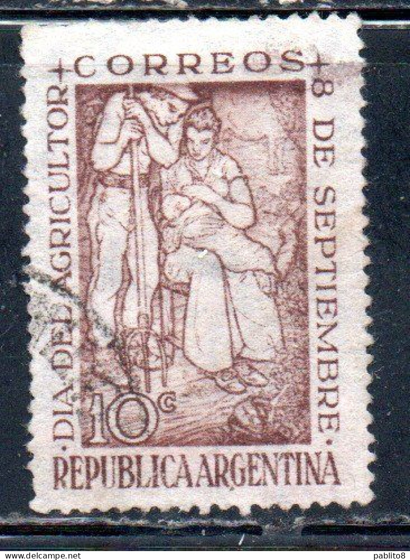 ARGENTINA 1948 AGRICULTURE DAY ARGENTINE FARMERS 10c USED USADO OBLITERE' - Usati