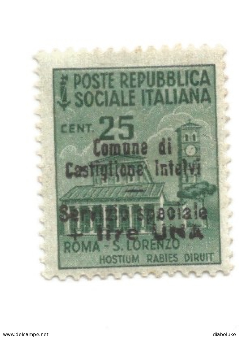 (EMISSIONI LOCALI) 1945, CASTIGLIONE D'INTELVI, 1L SU 25c - Francobollo Nuovo (CAT. SASSONE N.7) - Local And Autonomous Issues