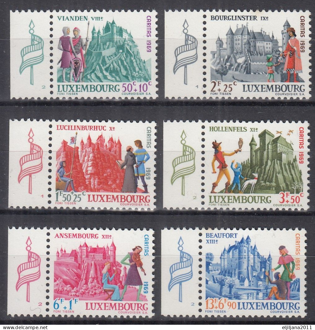 ⁕ LUXEMBOURG 1969 ⁕ Caritas, Burgen ( Castles ) Charity Mi.798-803 ⁕ 6v MNH - Neufs