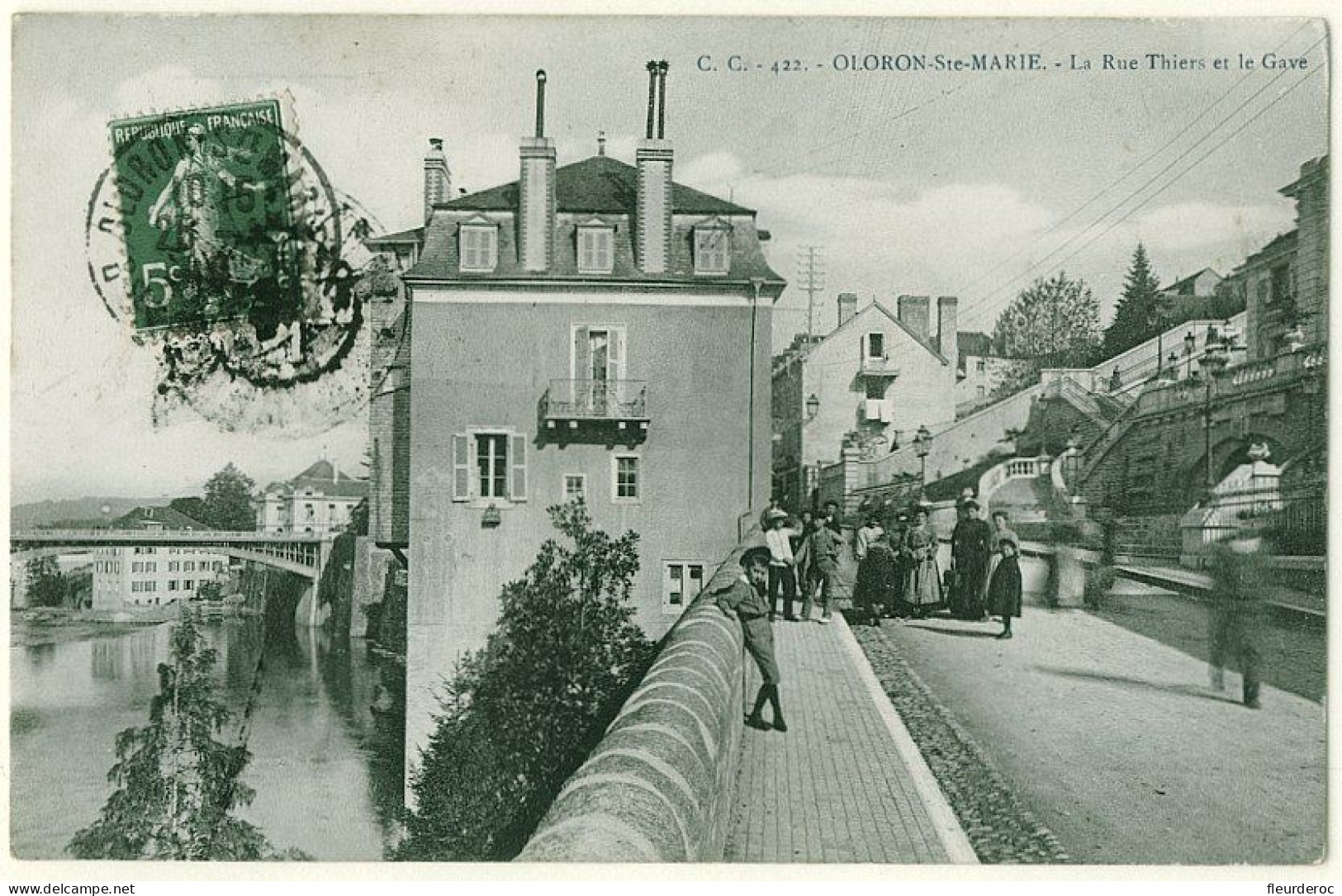 64 - B55743CPA - OLORON SAINTE MARIE - La Rue Thiers Et Le Gave - Très Bon état - PYRENEES-ATLANTIQUES - Orthez