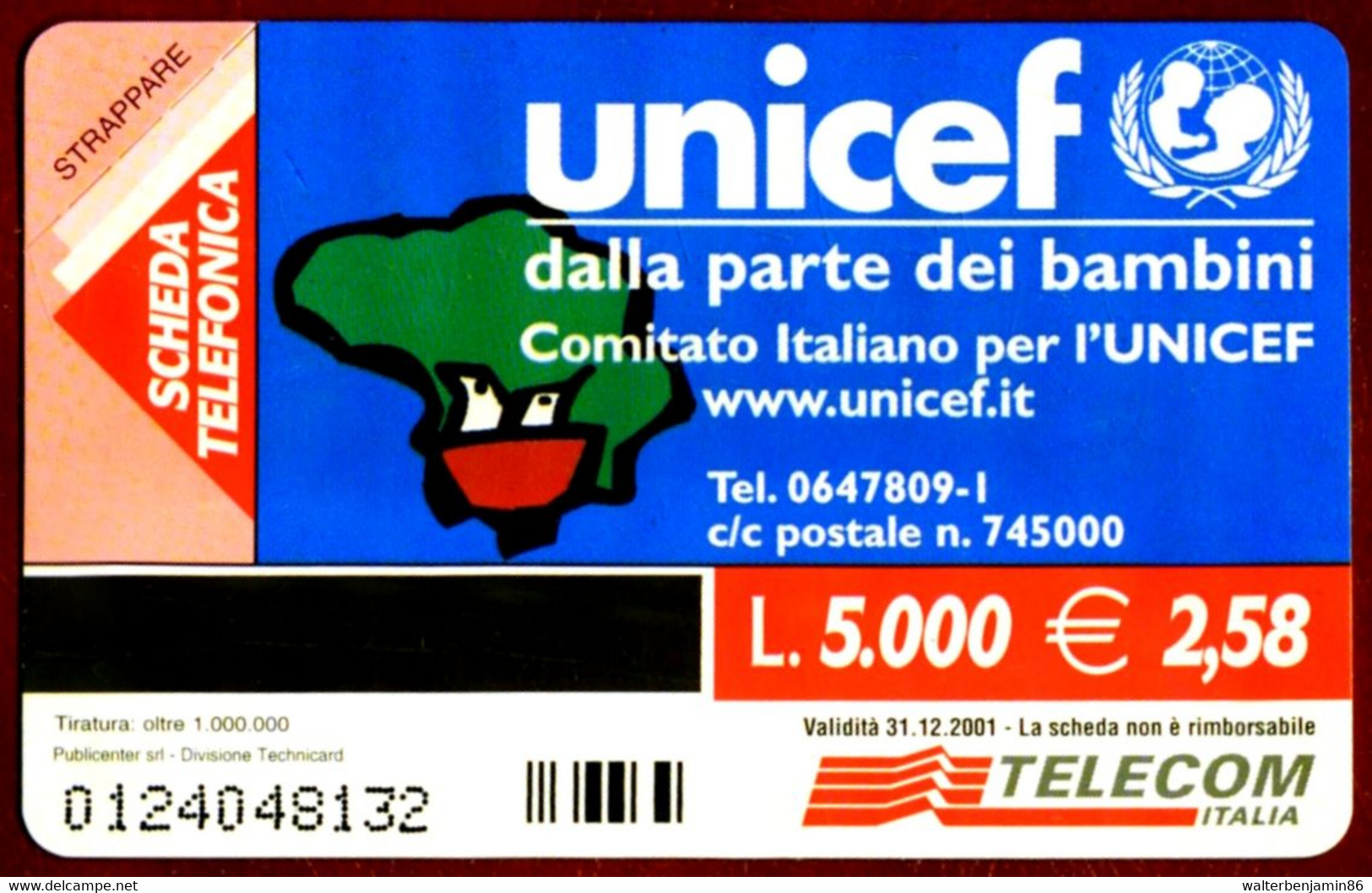 G 1098 C&C 3169 SCHEDA TELEFONICA NUOVA MAGNETIZZATA UNICEF - Publiques Thématiques