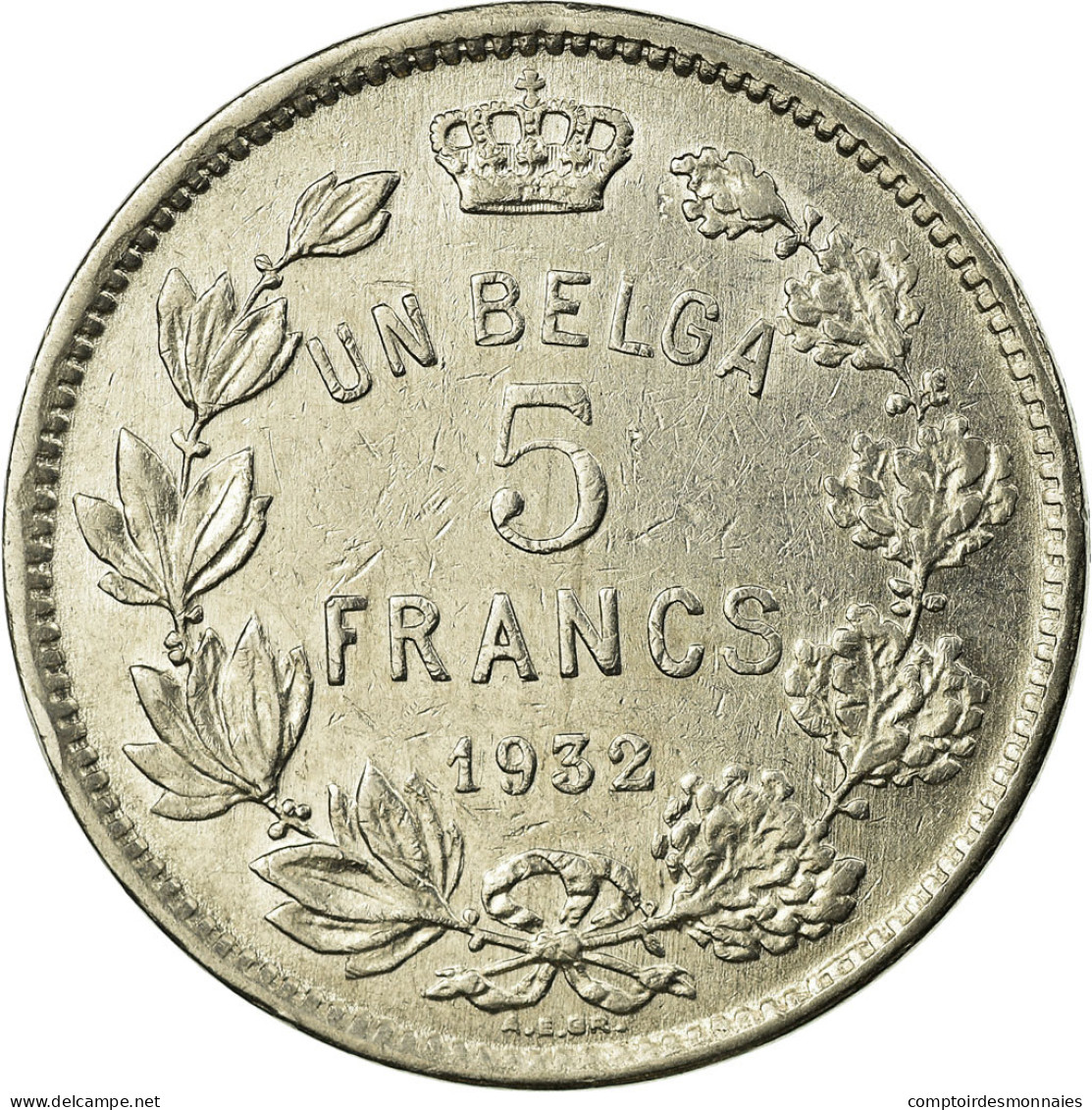 Monnaie, Belgique, 5 Francs, 5 Frank, 1932, TTB, Nickel, KM:97.1 - 5 Francs & 1 Belga