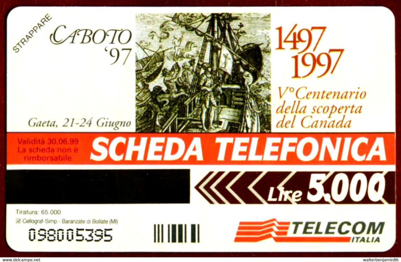 G 630 C&C 2691 SCHEDA TELEFONICA NUOVA MAGNETIZZATA CABOTO 97 - Pubbliche Speciali O Commemorative