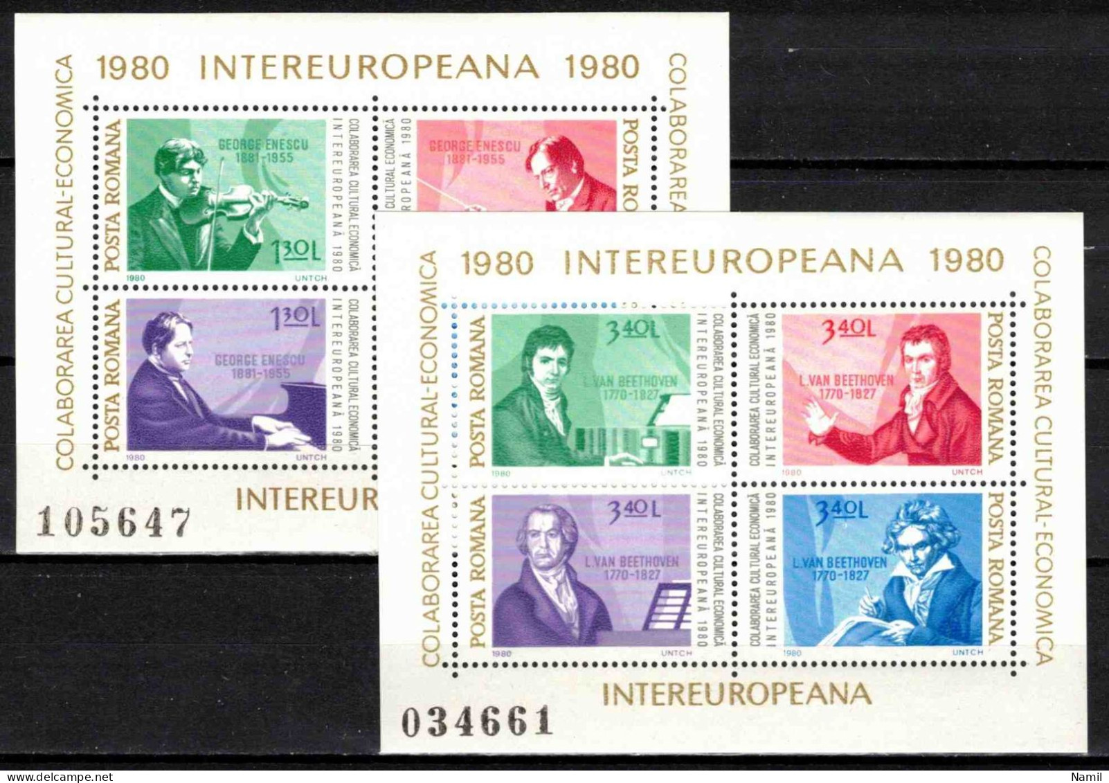 ** Roumanie 1980 Mi 3713-20 - Bl.169-70 (Yv BF 142-3), (MNH)** - Unused Stamps